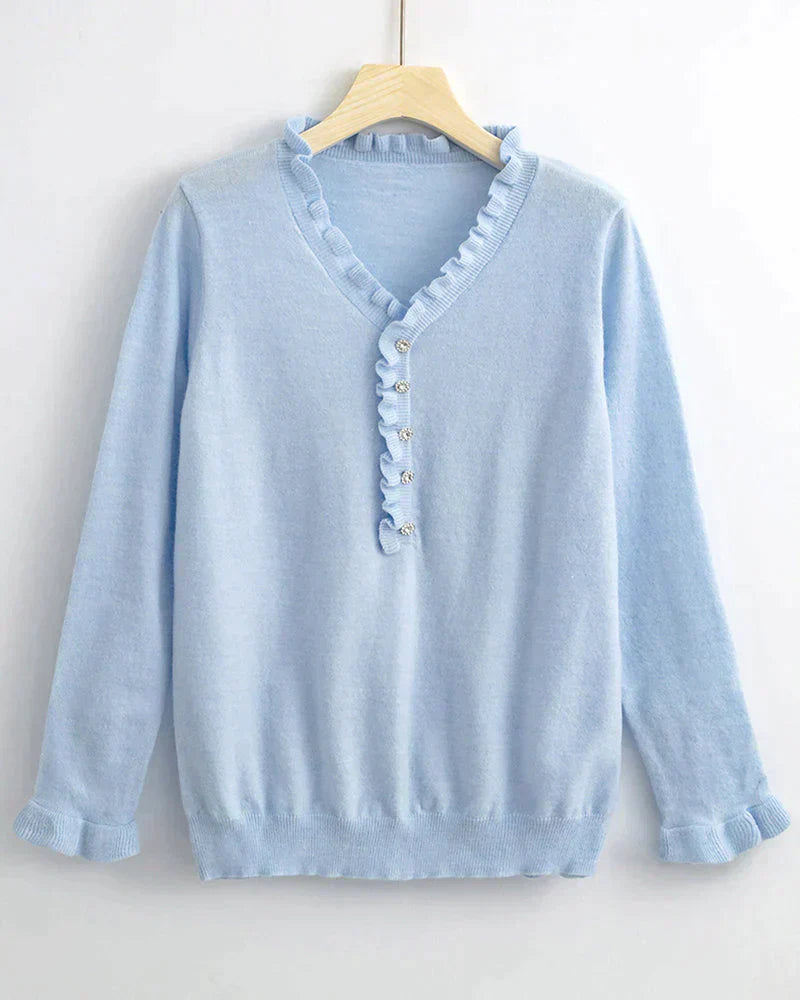 Stylish Sweater with Ruffles - Elodie