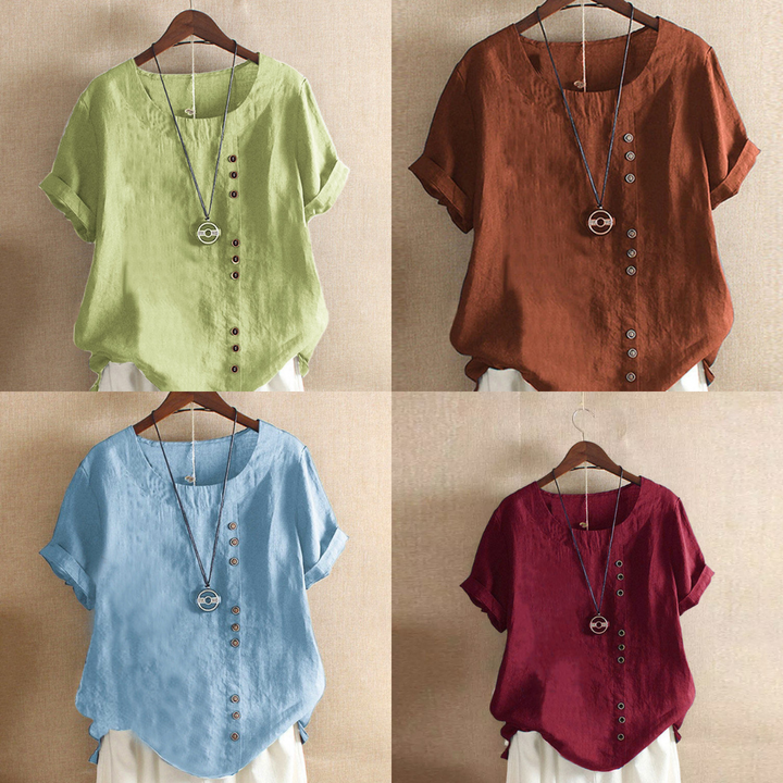 Simple T-shirt with short sleeves and round neck – Samantha
