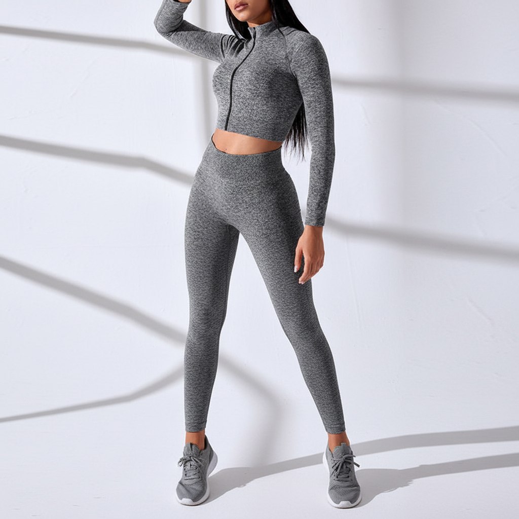 Langarm Crop Top Set - FitAura 
