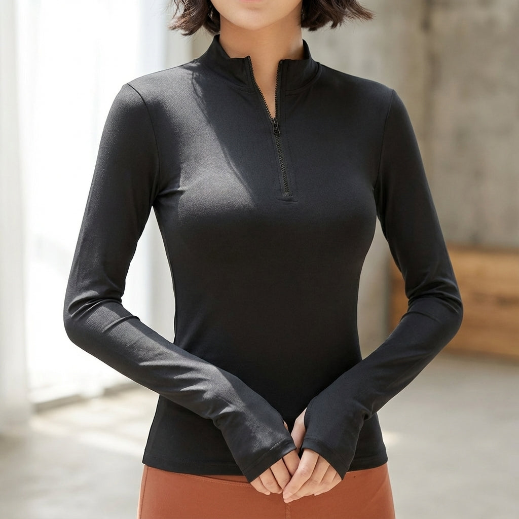 Langarmshirt Mit Halber Reißverschluss - Shelby