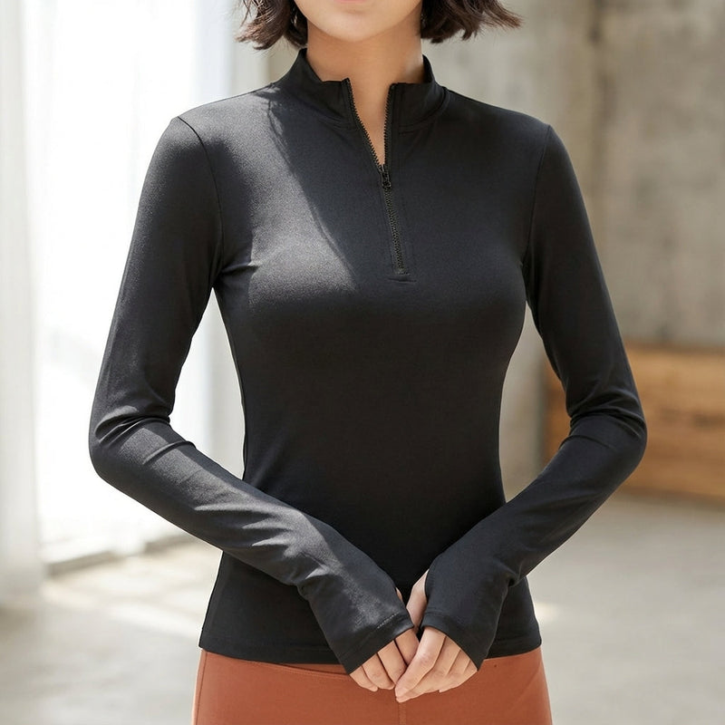 Langarmshirt Mit Halber Reißverschluss - Shelby