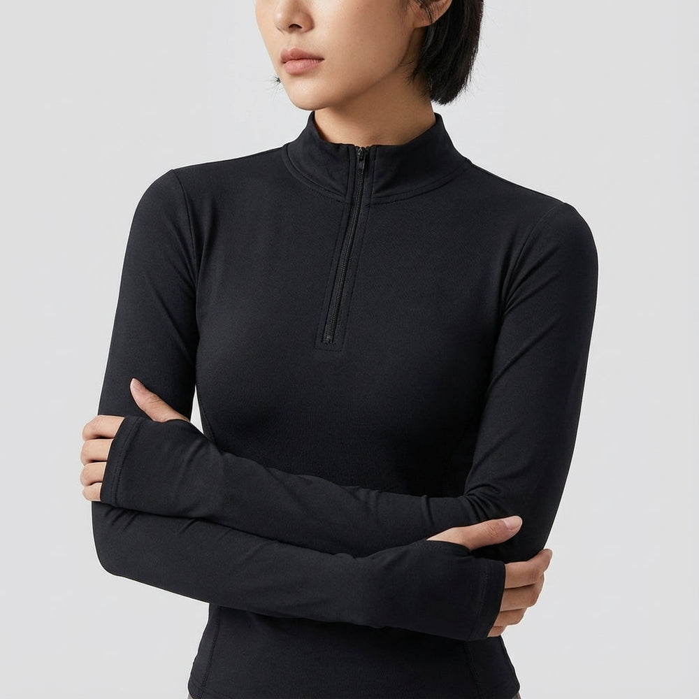 Langarmshirt Mit Halber Reißverschluss - Shelby