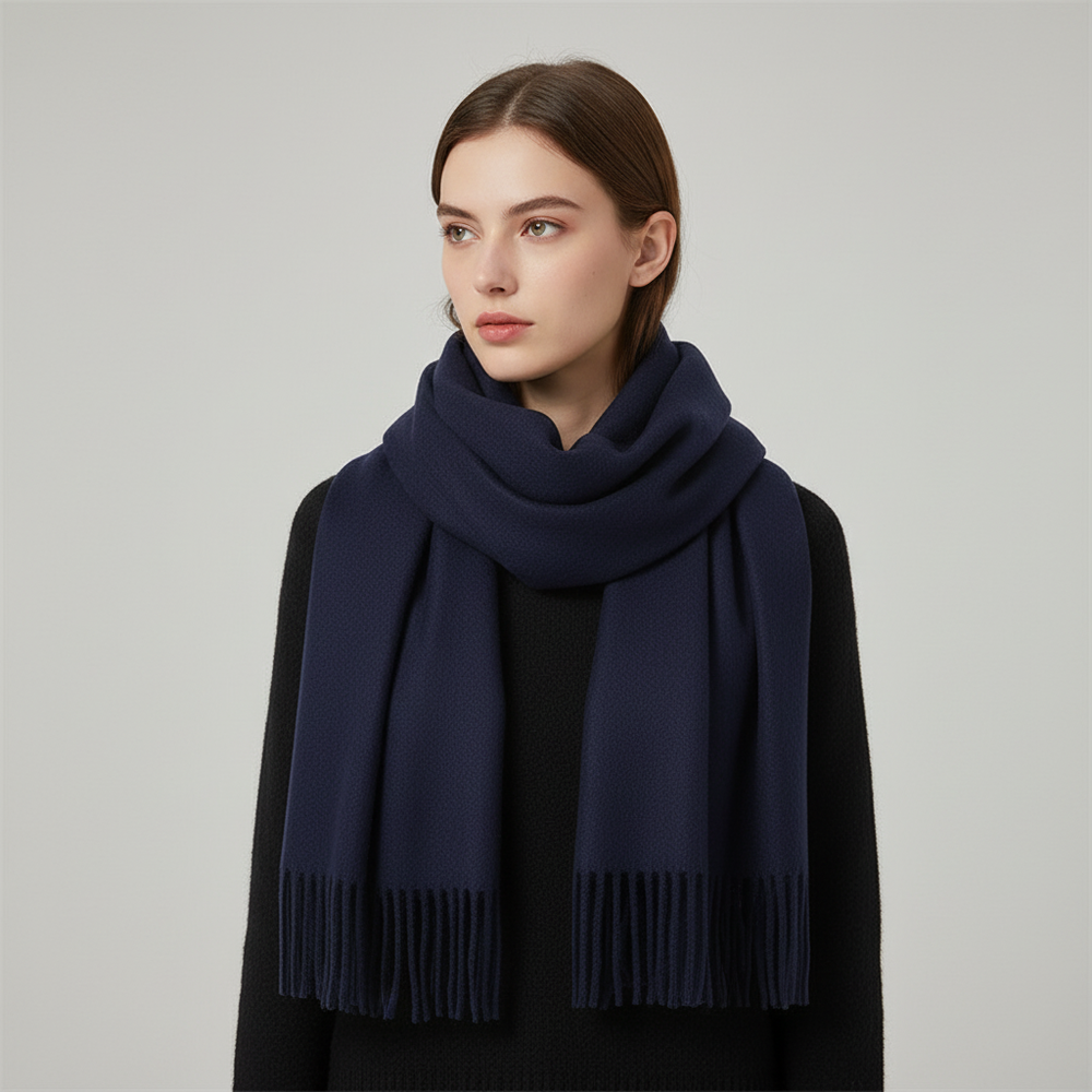 Langer Kaschmirschal Mit Fransensaum - CashmiAura