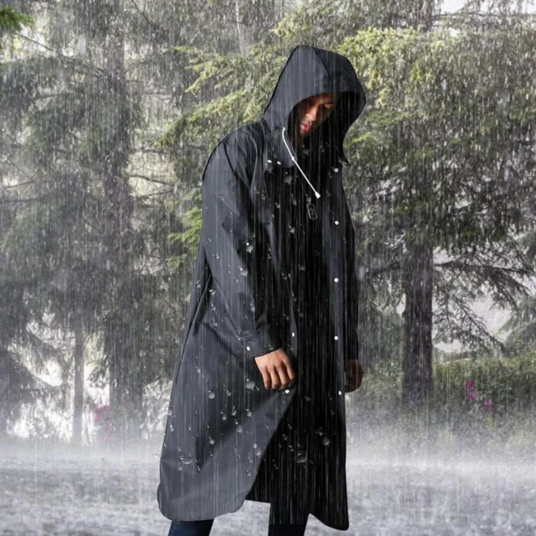 Long Waterproof Men's Raincoat with Hood – Titan