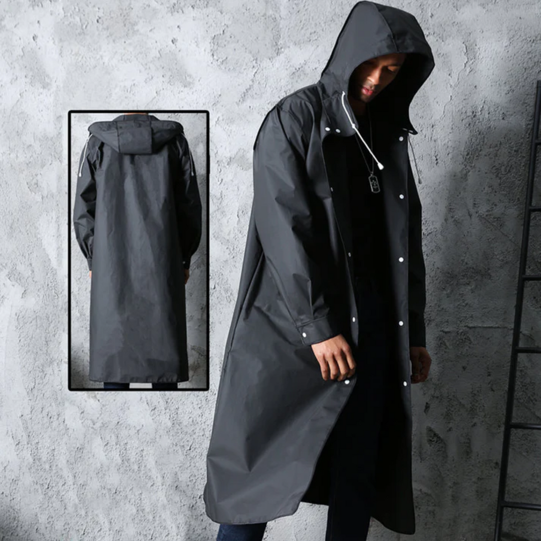 Long Waterproof Men's Raincoat with Hood – Titan