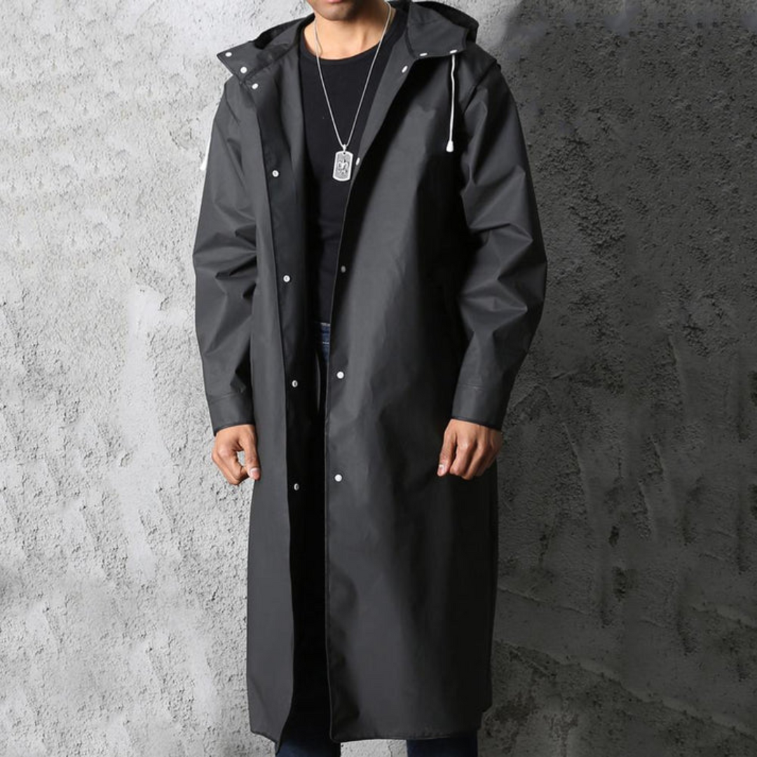 Long Waterproof Men's Raincoat with Hood – Titan
