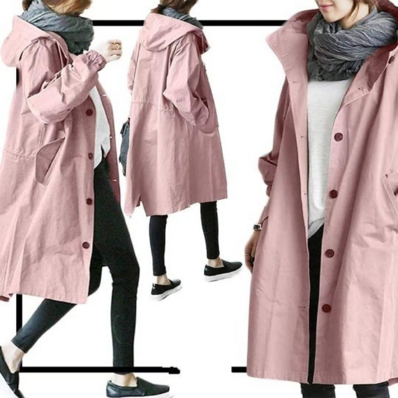 Long Women's Trench Coat with Hood - Isabelle