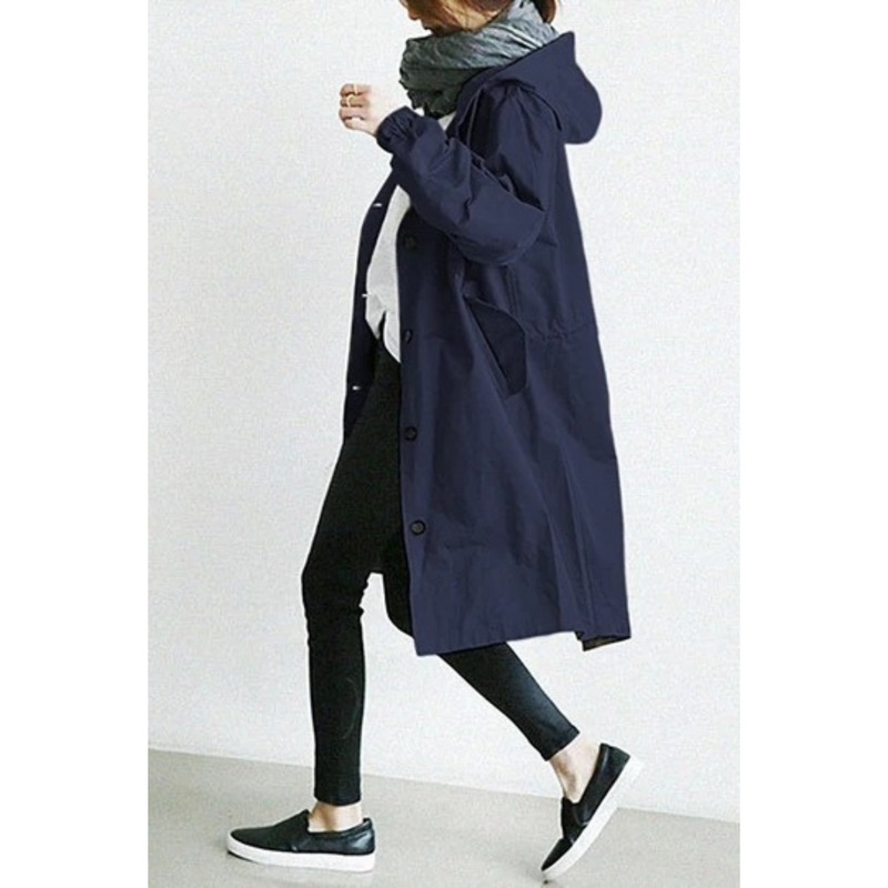 Long Women's Trench Coat with Hood - Isabelle