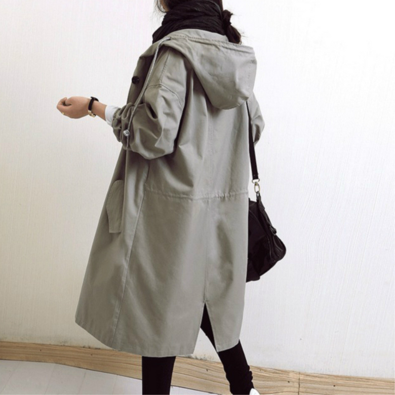 Long Women's Trench Coat with Hood - Isabelle
