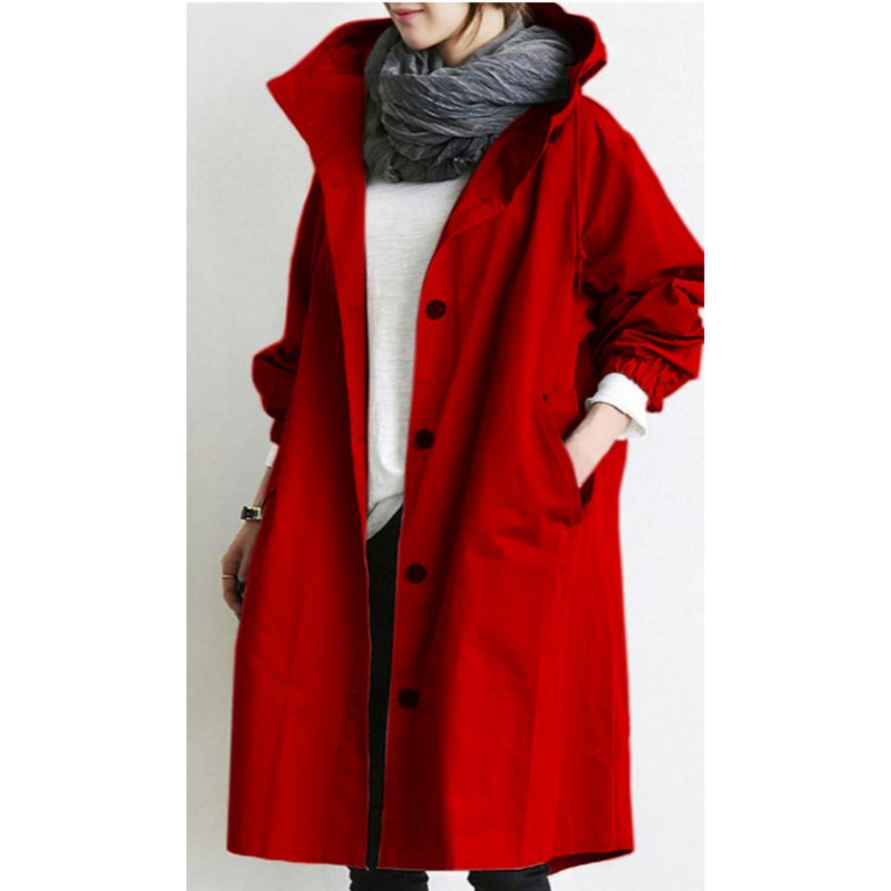 Long Women's Trench Coat with Hood - Isabelle