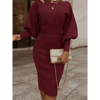 Solid Color Lantern Sleeve Cocktail Dress – Lena