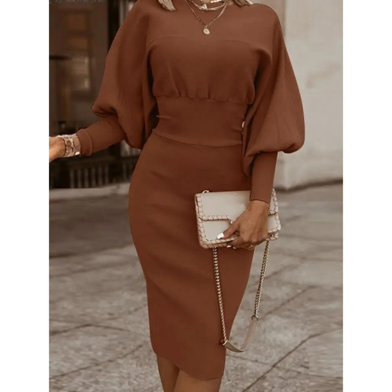 Solid Color Lantern Sleeve Cocktail Dress – Lena