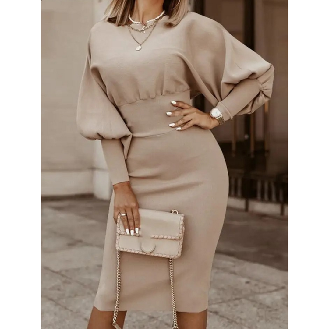Solid Color Lantern Sleeve Cocktail Dress – Lena