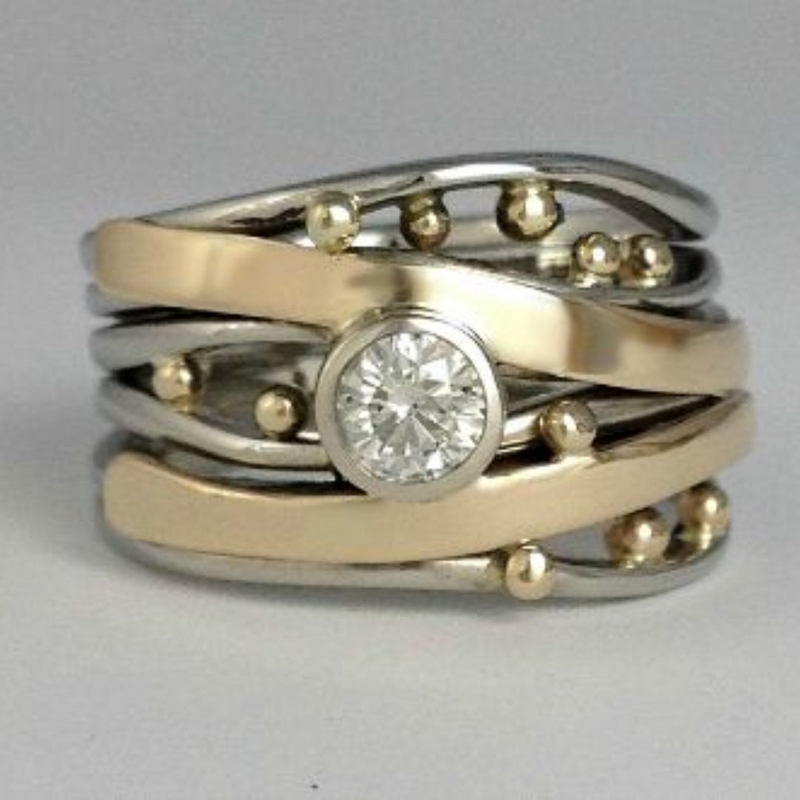 Vintage gylden zirkonia ring - Celia