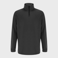 Schwarzer Herren-Pullover mit Reißverschluss, langärmelig, atmungsaktiv, sportlich.