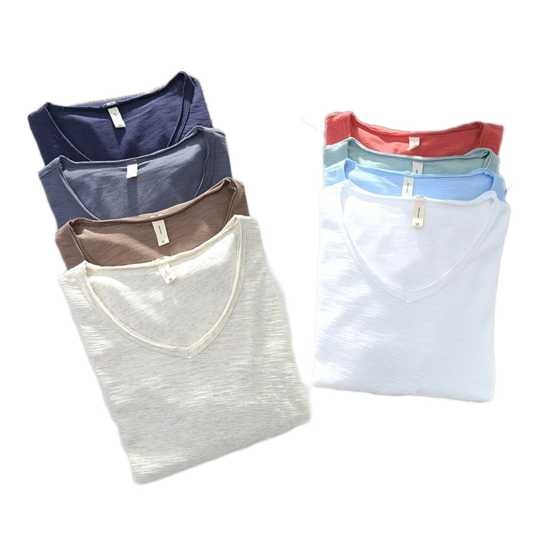 Herren V-Ausschnitt Leinen Shirt – Luca