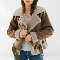 Women's Sherpa Fleece Bomber Jacket with Zipper – Amira