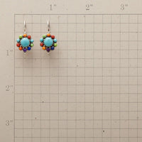 Round Turquoise Earrings in Colorful Design - Selina