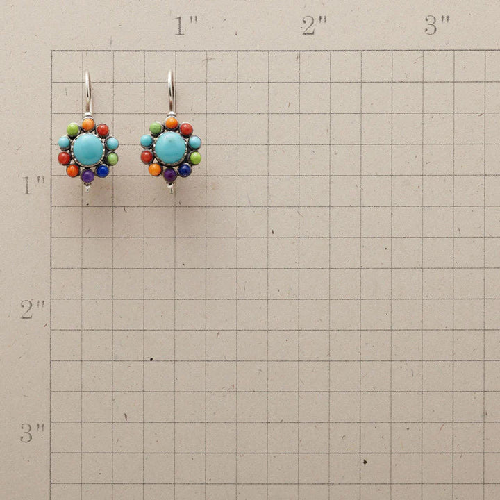 Round Turquoise Earrings in Colorful Design - Selina