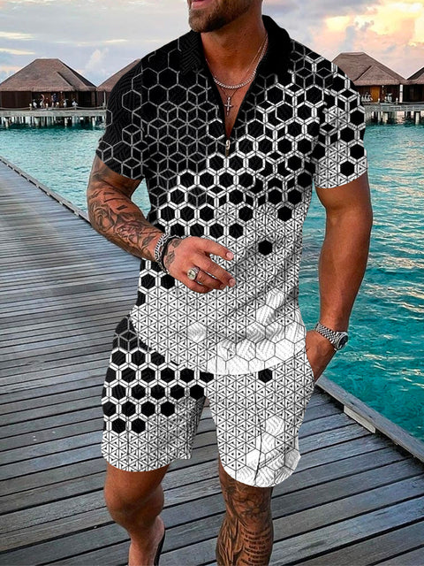 Two-piece men's summer outfit with polo and shorts – Damon