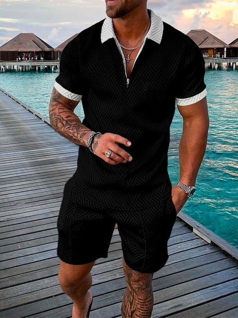Two-piece men's summer outfit with polo and shorts – Damon