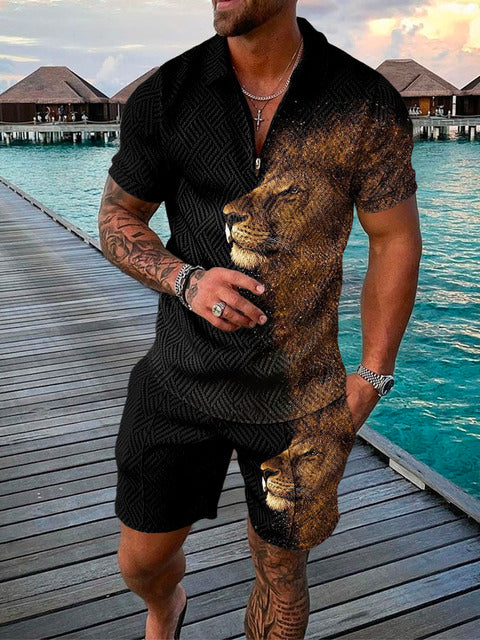 Two-piece men's summer outfit with polo and shorts – Damon