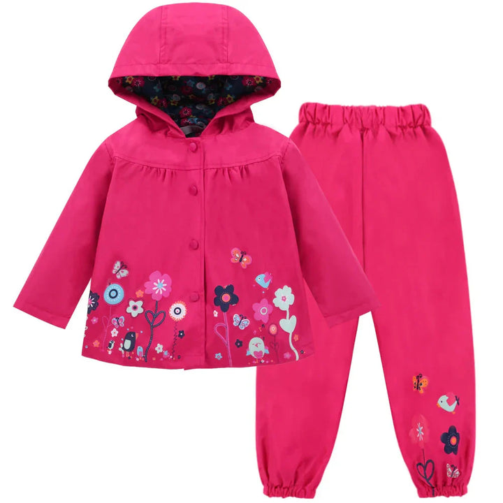 Children's rain jacket set waterproof & windproof with hood and pants – Liora