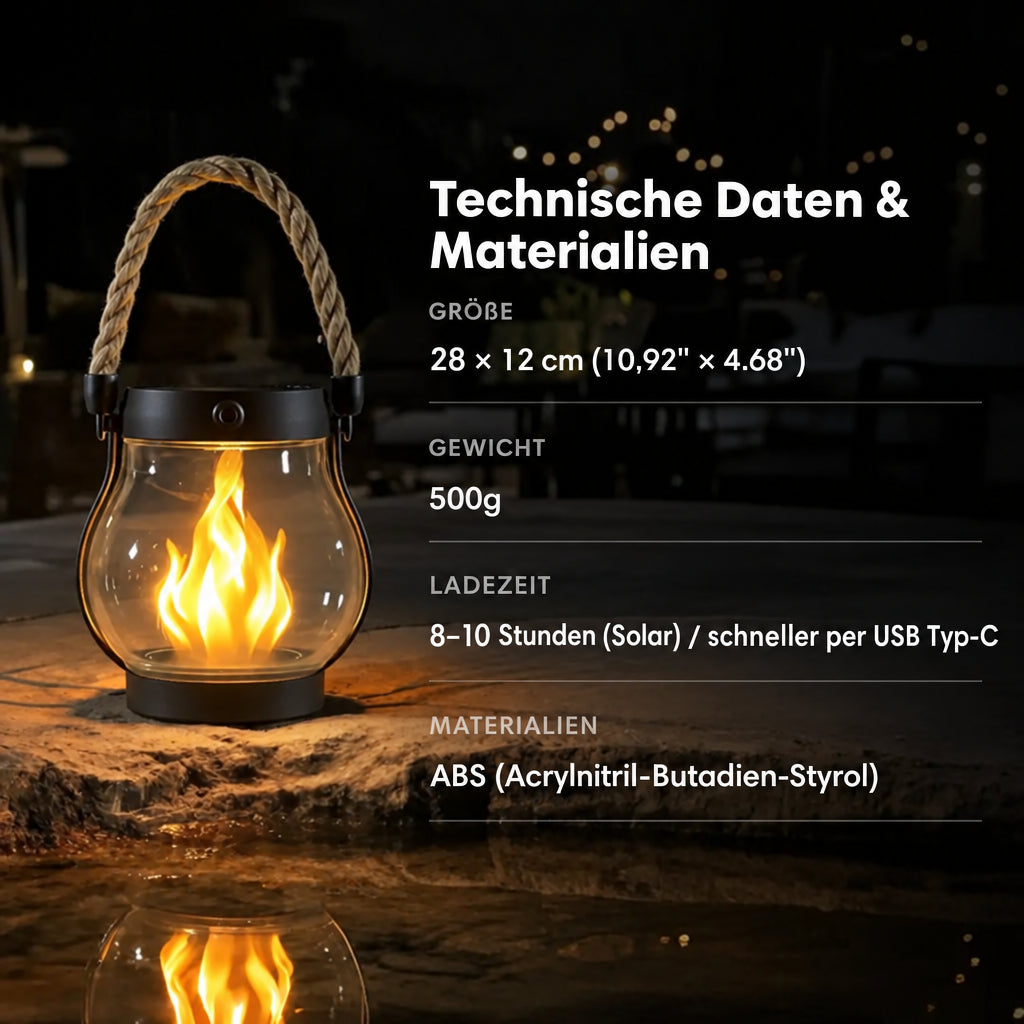 Solar Lantern Outdoor Light with Flickering Flame Effect 3
