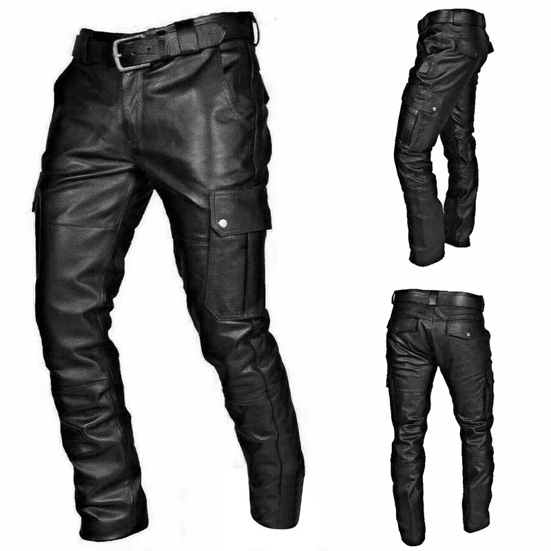 PU Leather Biker Pants for Men - Alex