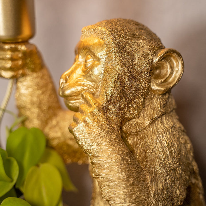 Luksuriøs gylden abe bordlampe – GoldenChimp