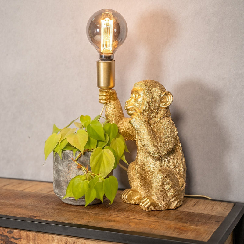 Luksuriøs gylden abe bordlampe – GoldenChimp