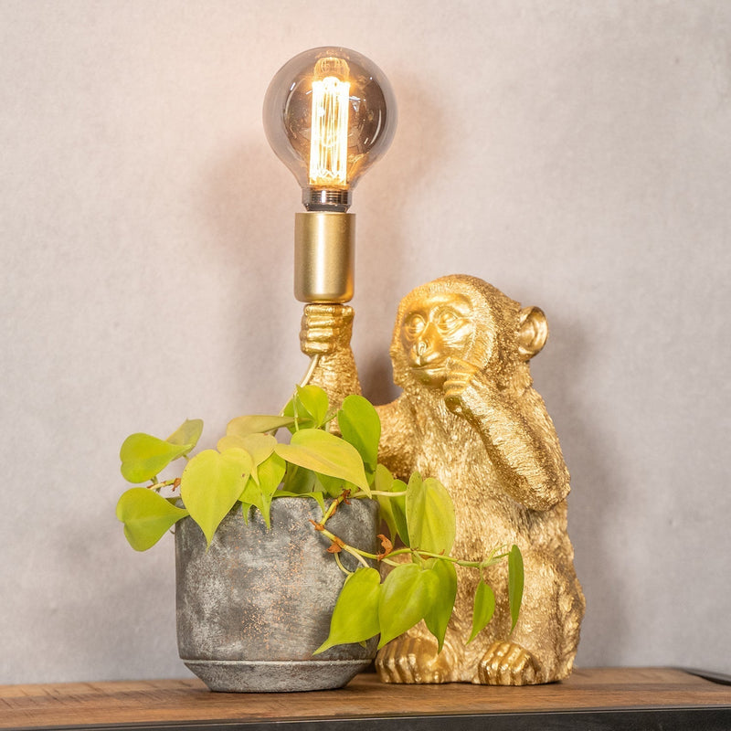 Luksuriøs gylden abe bordlampe – GoldenChimp