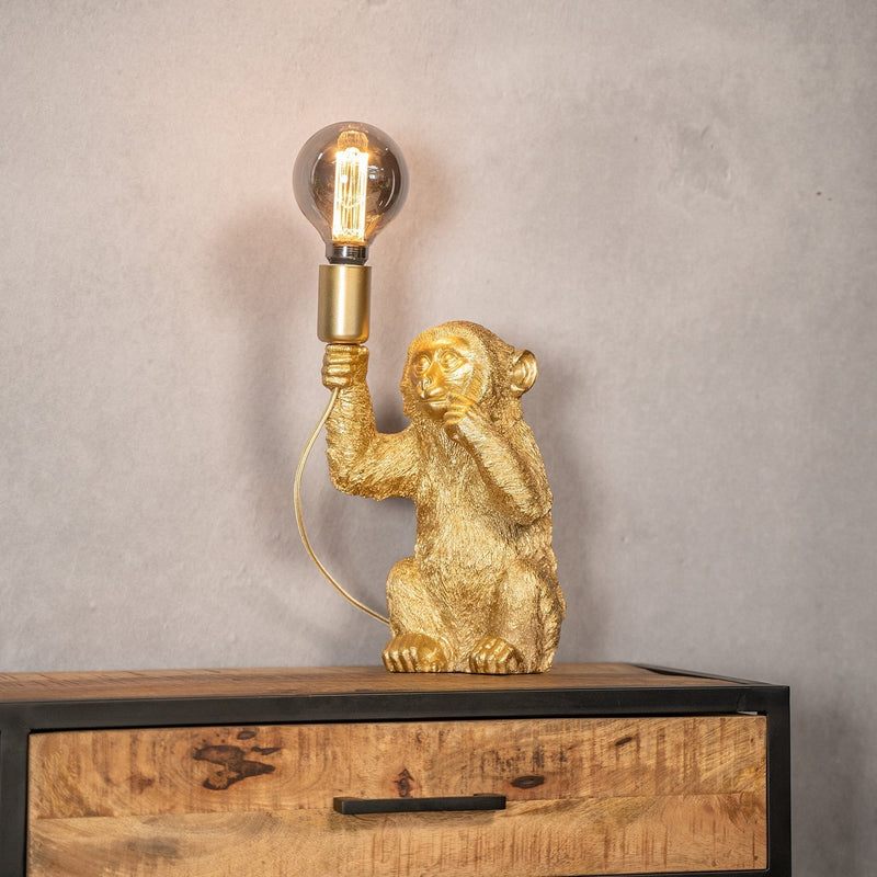 Luksuriøs gylden abe bordlampe – GoldenChimp