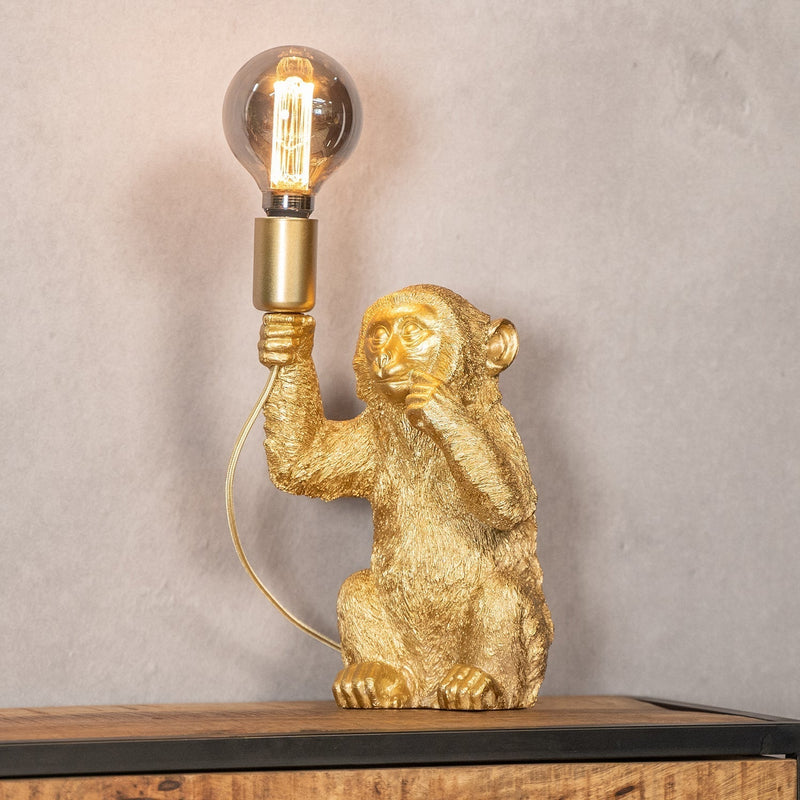 Luksuriøs gylden abe bordlampe – GoldenChimp