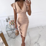 Sommerliches Midi-Kleid mit V-Ausschnitt und taillierter Passform – Livia