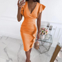Sommerliches Midi-Kleid mit V-Ausschnitt und taillierter Passform – Livia