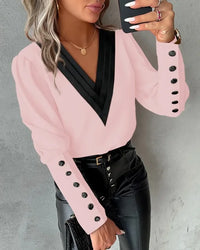 Women's blouse with V-neck – Isolde