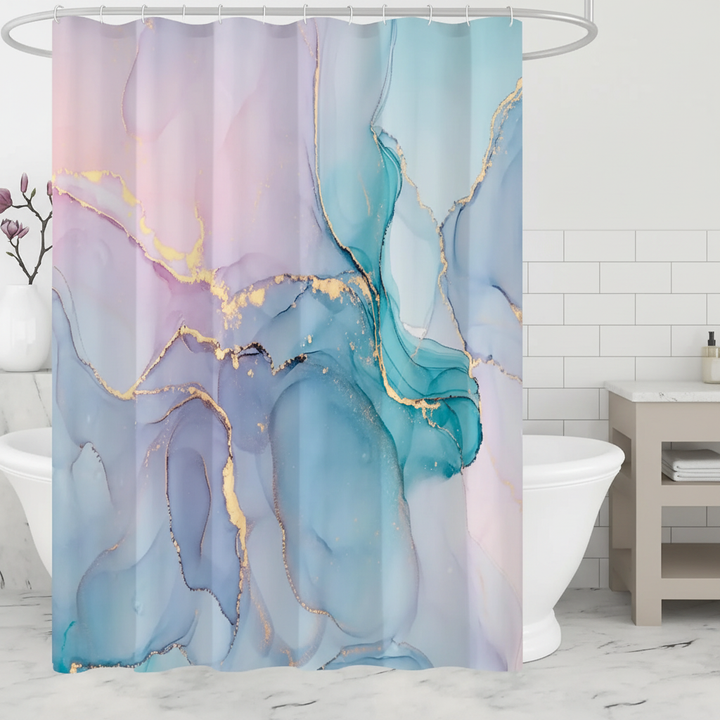 Moderner Marmorierter Badvorhang - Aquarellea
