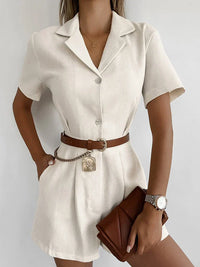 Linen summer jumpsuit with short sleeves – Maelis