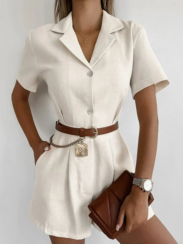 Linen summer jumpsuit with short sleeves – Maelis