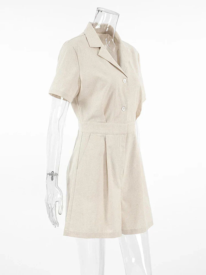 Linen summer jumpsuit with short sleeves – Maelis
