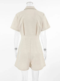 Linen summer jumpsuit with short sleeves – Maelis