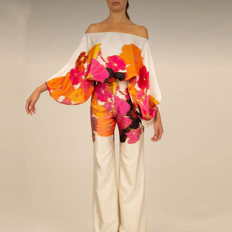 Zweiteilige Satin-Set mit Muster – Selena