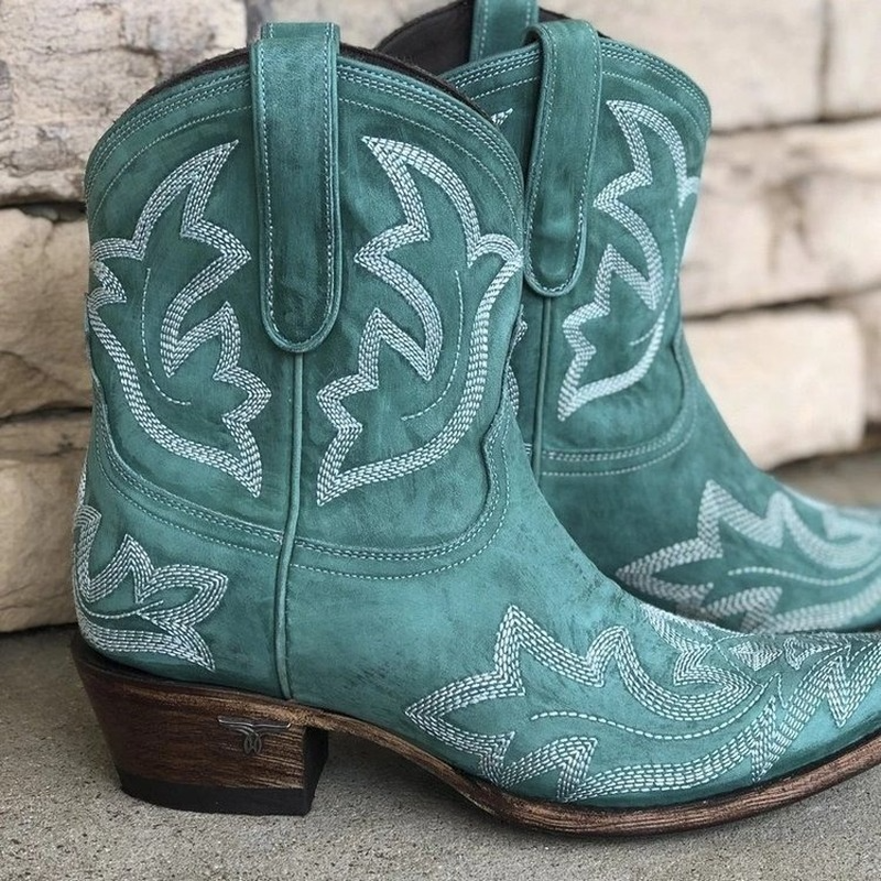 Embroidered Leather Cowboy Ankle Boots – Dakota Fall Edition
