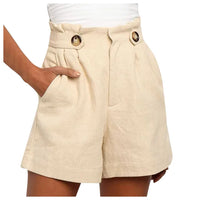 Beige Women's High Waist Summer Shorts with Wide Leg – Maya
