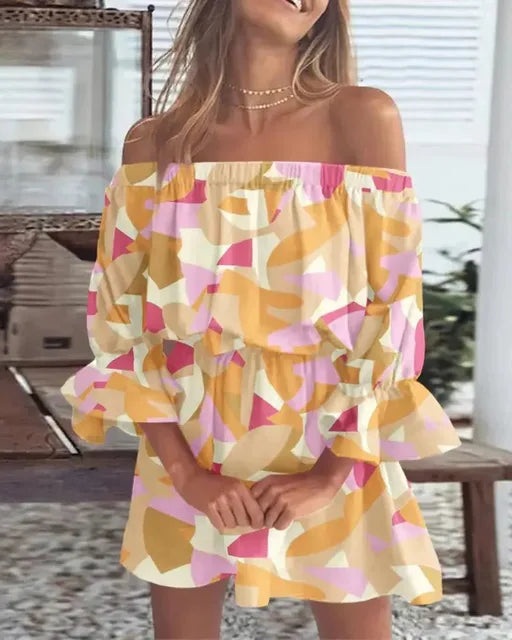 Trendy Boho Mini Dress with One-Shoulder Design and Airy Fit - Ysa