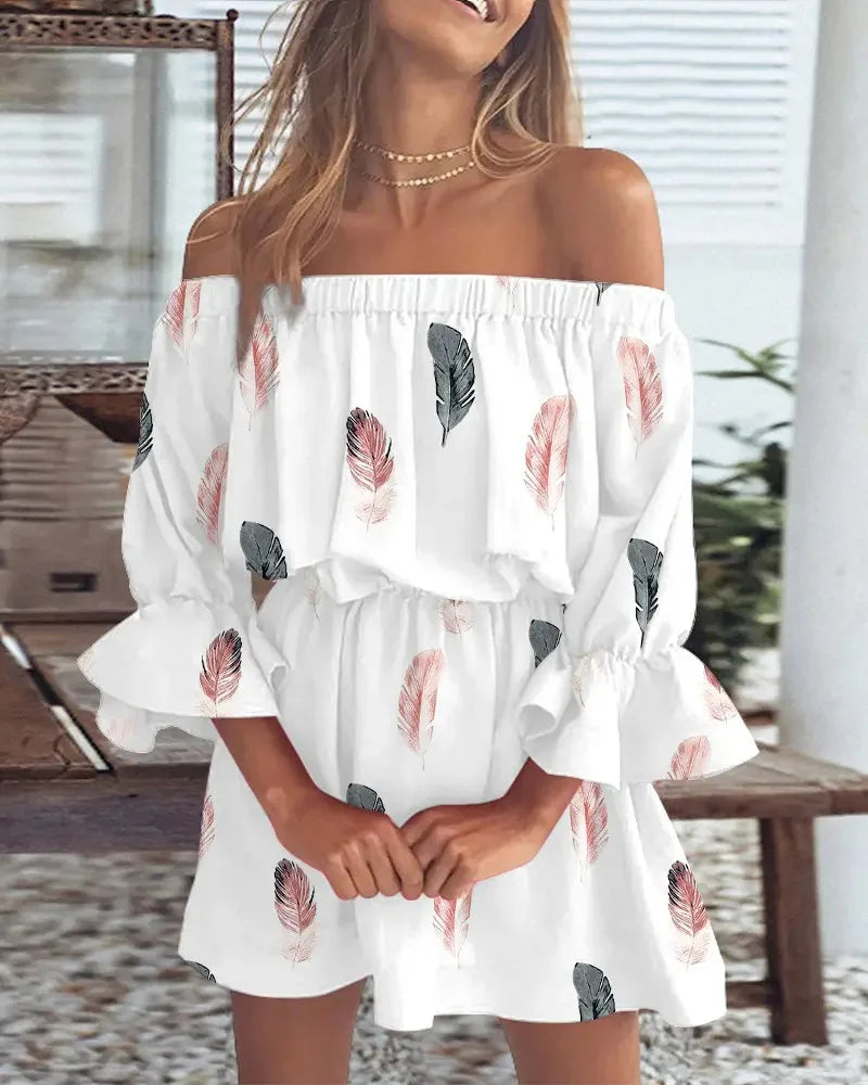 Trendy Boho Mini Dress with One-Shoulder Design and Airy Fit - Ysa