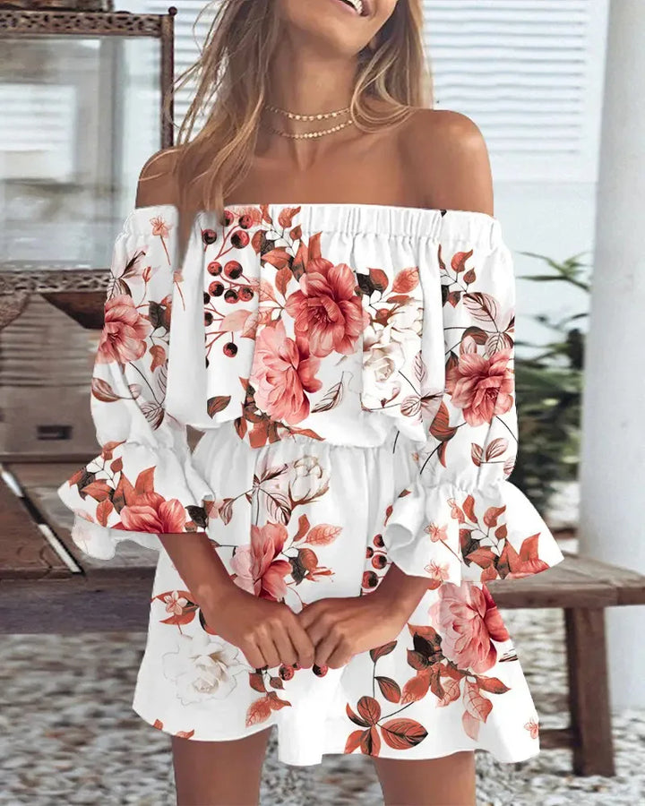 Trendy Boho Mini Dress with One-Shoulder Design and Airy Fit - Ysa