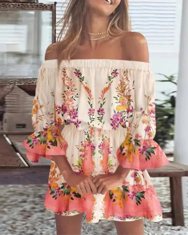 Trendy Boho Mini Dress with One-Shoulder Design and Airy Fit - Ysa