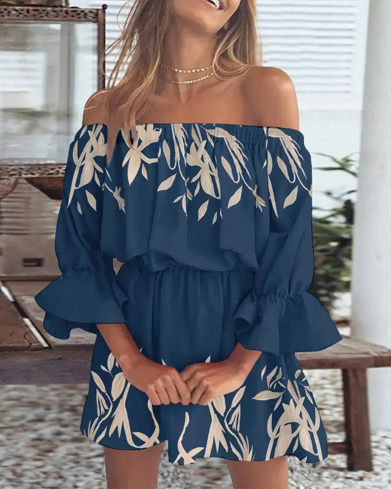 Trendy Boho Mini Dress with One-Shoulder Design and Airy Fit - Ysa